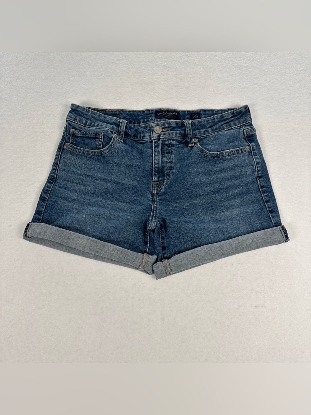 Lucky Brand The Roll Up Midi Jean Shorts Women’s 6/28 High Rise Medium Wash